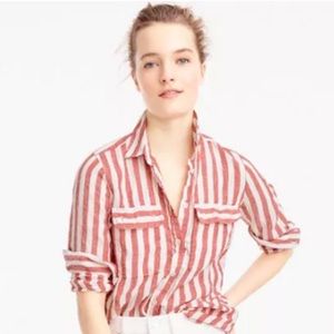 J Crew Striped Linen Shirt sz 2